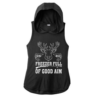 Freezer Full Of Good Aim Deer Hunting Season Hunter Ladies PosiCharge Tri-Blend Wicking Draft Hoodie Tank