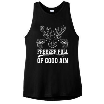 Freezer Full Of Good Aim Deer Hunting Season Hunter Ladies PosiCharge Tri-Blend Wicking Tank