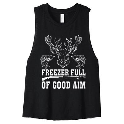 Freezer Full Of Good Aim Deer Hunting Season Hunter Women's Racerback Cropped Tank