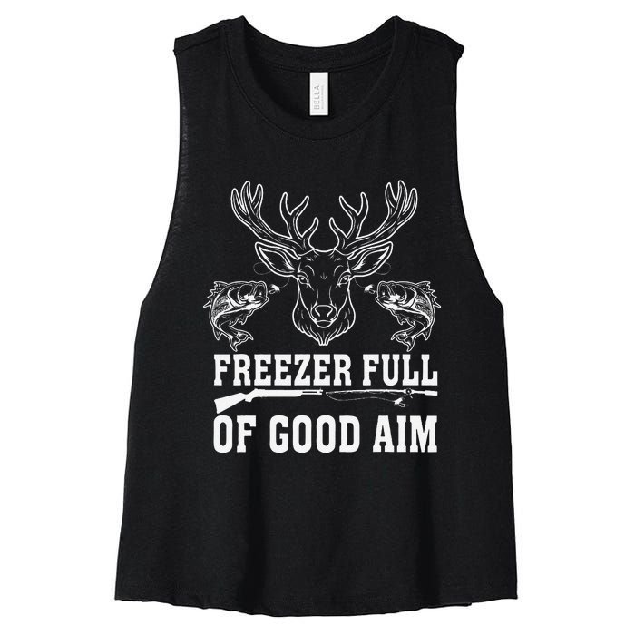 Freezer Full Of Good Aim Deer Hunting Season Hunter Women's Racerback Cropped Tank