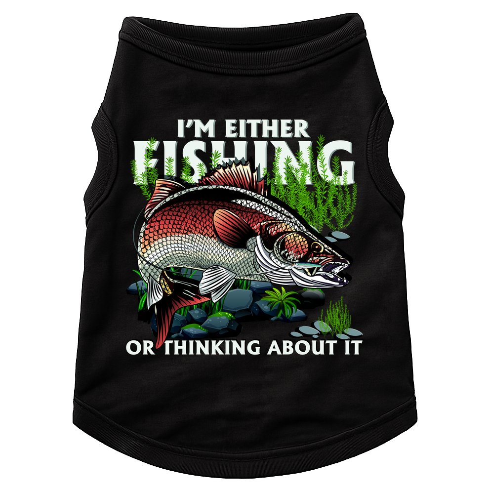 Funny Fishing Or Thinking About It Doggie Tank