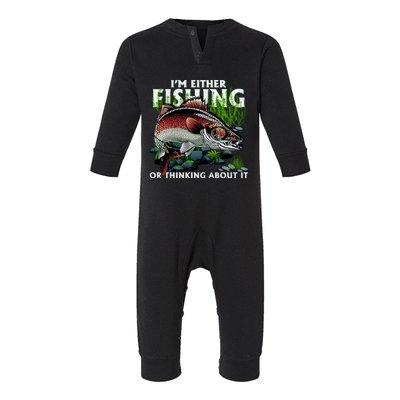 Funny Fishing Or Thinking About It Infant Fleece One Piece