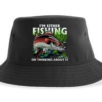 Funny Fishing Or Thinking About It Sustainable Bucket Hat