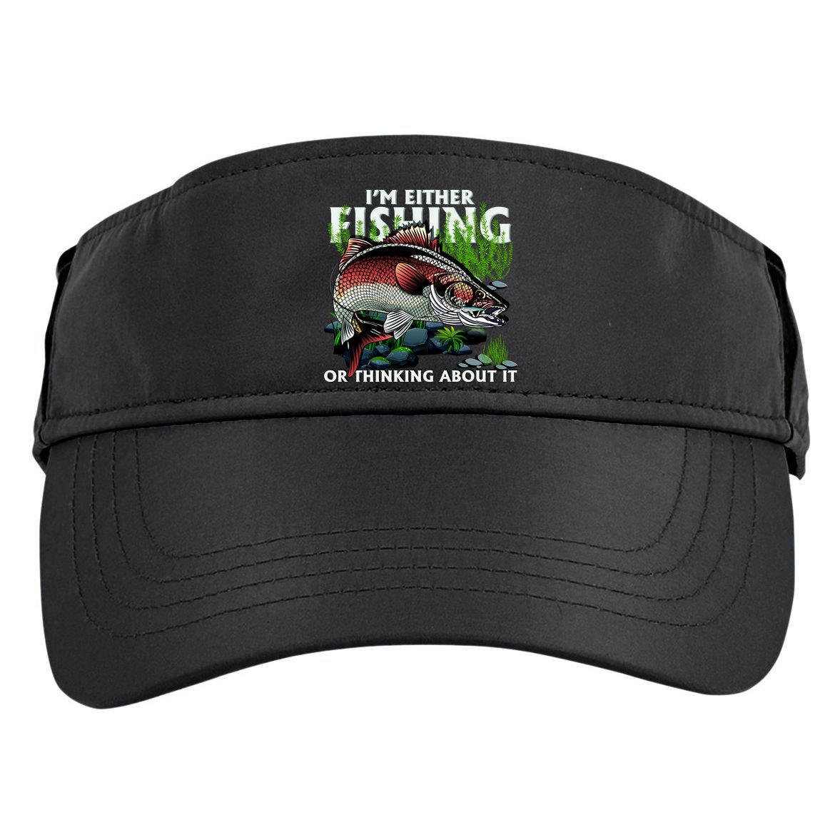 Funny Fishing Or Thinking About It Adult Drive Performance Visor