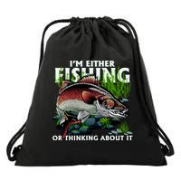 Funny Fishing Or Thinking About It Drawstring Bag