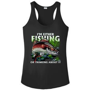 Funny Fishing Or Thinking About It Ladies PosiCharge Competitor Racerback Tank