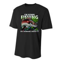 Funny Fishing Or Thinking About It Youth Performance Sprint T-Shirt