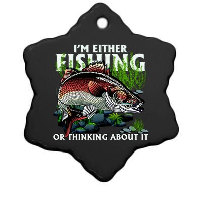 Funny Fishing Or Thinking About It Ceramic Star Ornament