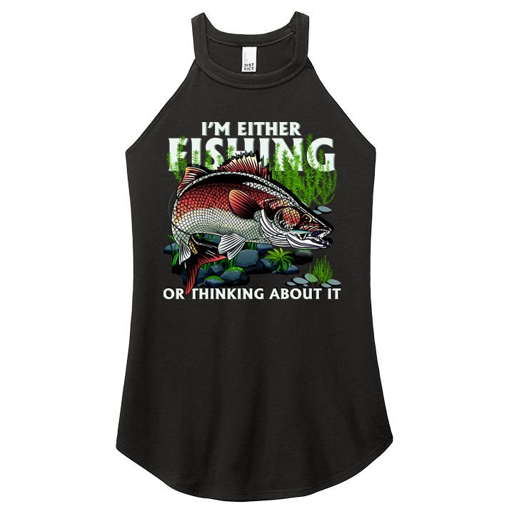 Funny Fishing Or Thinking About It Women's Perfect Tri Rocker Tank