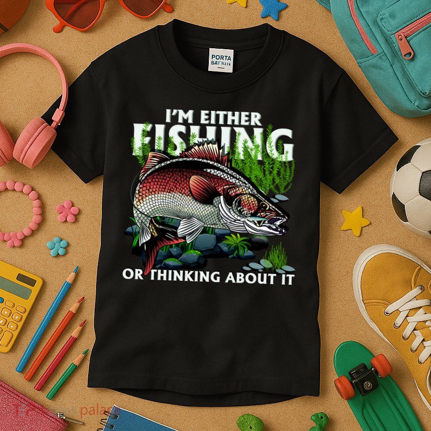 Funny Fishing Or Thinking About It Kids T-Shirt