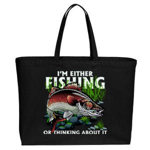 Funny Fishing Or Thinking About It Cotton Canvas Jumbo Tote