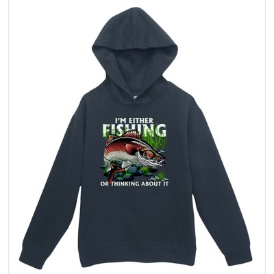 Funny Fishing Or Thinking About It Urban Pullover Hoodie