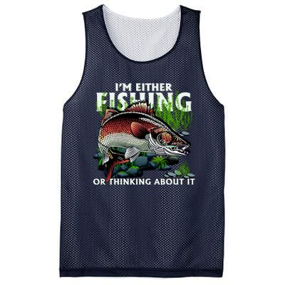 Funny Fishing Or Thinking About It Mesh Reversible Basketball Jersey Tank