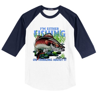 Funny Fishing Or Thinking About It Baseball Sleeve Shirt