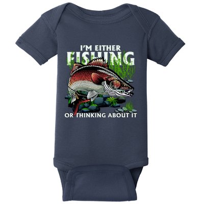 Funny Fishing Or Thinking About It Baby Bodysuit