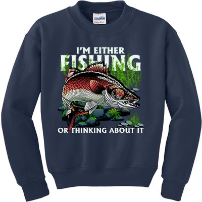 Funny Fishing Or Thinking About It Kids Sweatshirt