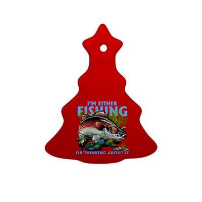 Funny Fishing Or Thinking About It Ceramic Tree Ornament