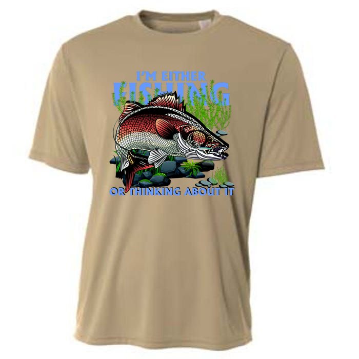 Funny Fishing Or Thinking About It Cooling Performance Crew T-Shirt