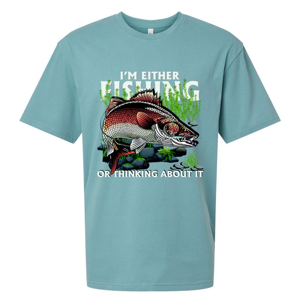 Funny Fishing Or Thinking About It Sueded Cloud Jersey T-Shirt