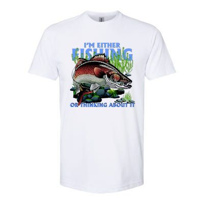 Funny Fishing Or Thinking About It Softstyle® CVC T-Shirt