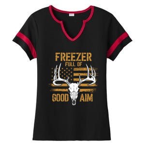 Freezer Full Of Good Aim Deer Hunting Season Hunter Dad Ladies Halftime Notch Neck Tee