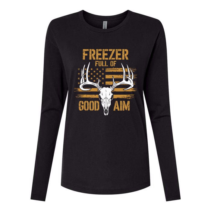 Freezer Full Of Good Aim Deer Hunting Season Hunter Dad Womens Cotton Relaxed Long Sleeve T-Shirt