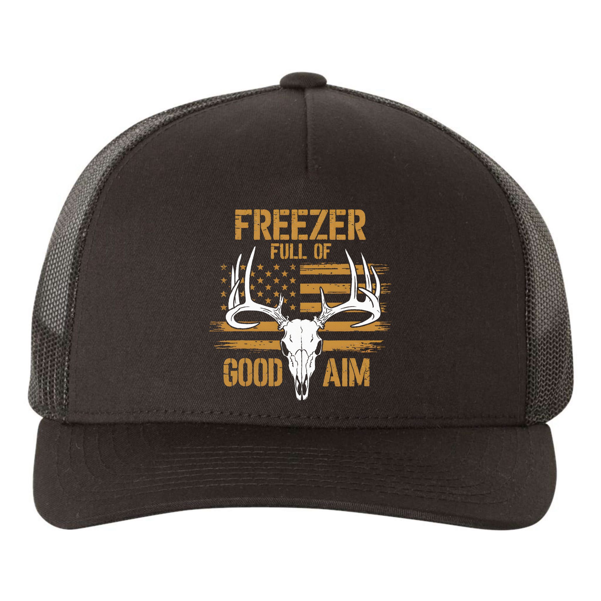 Freezer Full Of Good Aim Deer Hunting Season Hunter Dad Yupoong Adult 5-Panel Trucker Hat