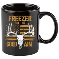 Freezer Full Of Good Aim Deer Hunting Season Hunter Dad 11oz C Handle Ceramic Mug