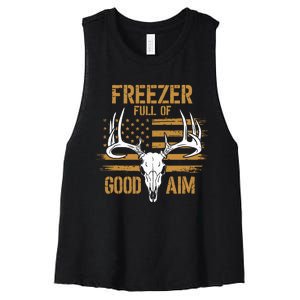 Freezer Full Of Good Aim Deer Hunting Season Hunter Dad Women's Racerback Cropped Tank