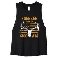 Freezer Full Of Good Aim Deer Hunting Season Hunter Dad Women's Racerback Cropped Tank