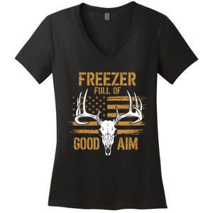 Freezer Full Of Good Aim Deer Hunting Season Hunter Dad Women's V-Neck T-Shirt