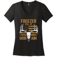 Freezer Full Of Good Aim Deer Hunting Season Hunter Dad Women's V-Neck T-Shirt