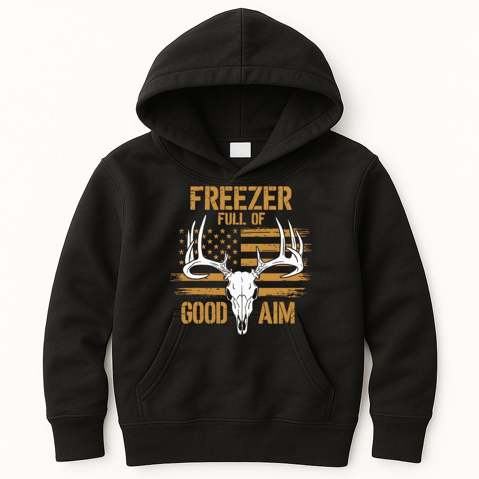 Freezer Full Of Good Aim Deer Hunting Season Hunter Dad Kids Hoodie