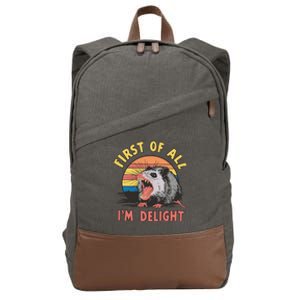 Funny First Of All Im A Delight Possum Meme Cotton Canvas Backpack