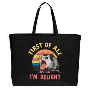 Funny First Of All Im A Delight Possum Meme Cotton Canvas Jumbo Tote