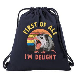 Funny First Of All Im A Delight Possum Meme Drawstring Bag