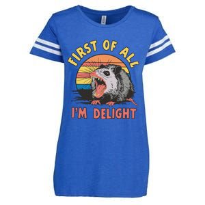 Funny First Of All Im A Delight Possum Meme Enza Ladies Jersey Football T-Shirt