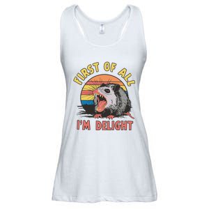 Funny First Of All Im A Delight Possum Meme Ladies Essential Flowy Tank