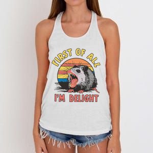 Funny First Of All Im A Delight Possum Meme Women's Knotted Racerback Tank