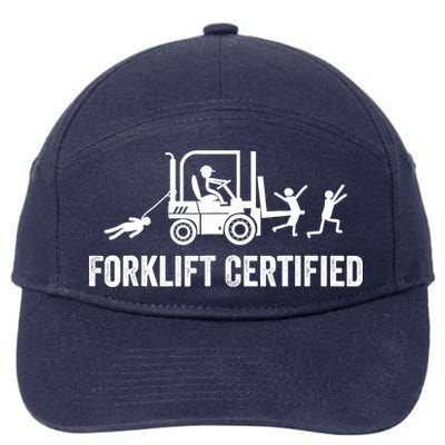 Funny Forklift Operator Forklift Certified Retro Vintage 7-Panel Snapback Hat