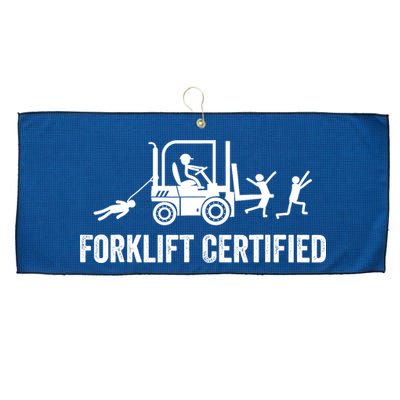 Funny Forklift Operator Forklift Certified Retro Vintage Large Microfiber Waffle Golf Towel