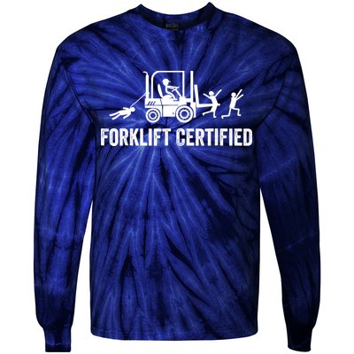 Funny Forklift Operator Forklift Certified Retro Vintage Tie-Dye Long Sleeve Shirt