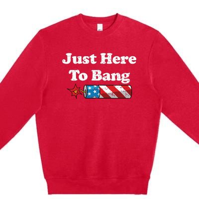 Funny Fourth Of July 4th Of July Im Just Here To Bang Premium Crewneck Sweatshirt