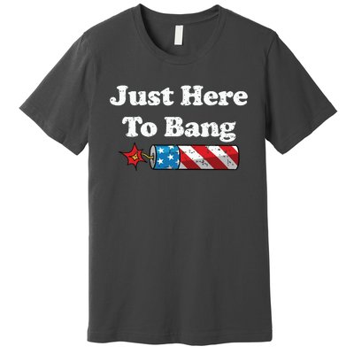 Funny Fourth Of July 4th Of July Im Just Here To Bang Premium T-Shirt