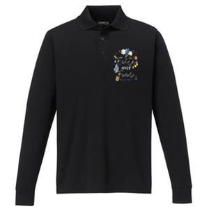 Funny Faith Over Fear Flower Butterfly Christian Bible Verse Performance Long Sleeve Polo