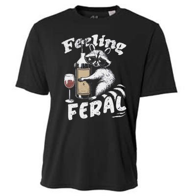 Feeling Feral Opossum Raccoon And Wine Feral Girl Summer Cooling Performance Crew T-Shirt