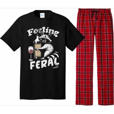 Feeling Feral Opossum Raccoon And Wine Feral Girl Summer Pajama Set