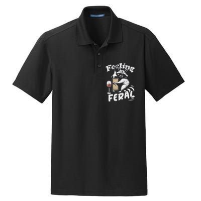 Feeling Feral Opossum Raccoon And Wine Feral Girl Summer Dry Zone Grid Polo