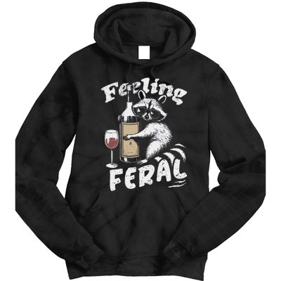 Feeling Feral Opossum Raccoon And Wine Feral Girl Summer Tie Dye Hoodie