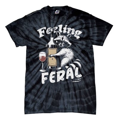 Feeling Feral Opossum Raccoon And Wine Feral Girl Summer Tie-Dye T-Shirt